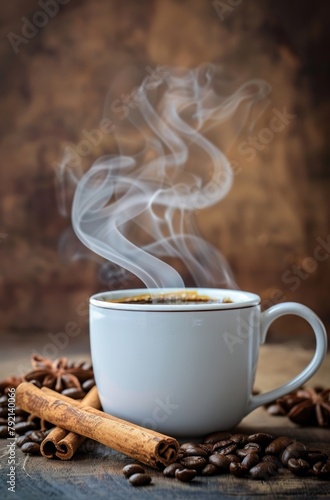 Steamy Cup of Hot Chocolate With Cinnamon Sticks