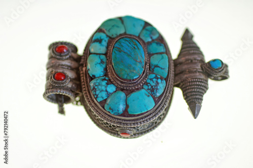 Turquoise and silver reliquary box
