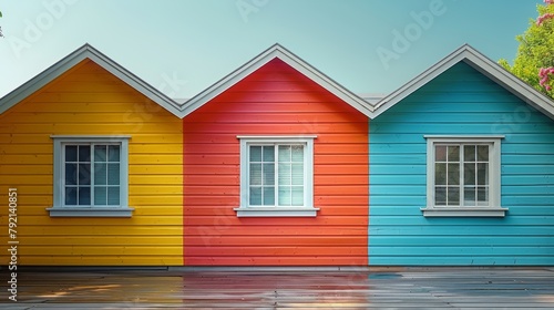 Yellow House With Blue Door and Window