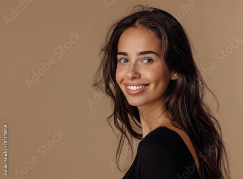 Smiling Woman With Long Brown Hair