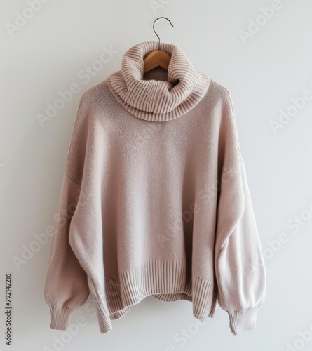 A Pink Sweater Hanging on a White Wall