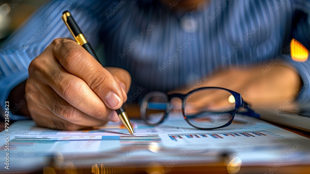 A financial analyst analyzing a gold price candlestick chart, studying
