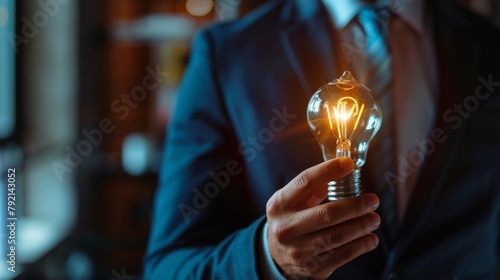 A Man Holding a Light Bulb