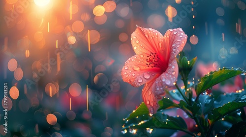 White Flower on Wet Ground