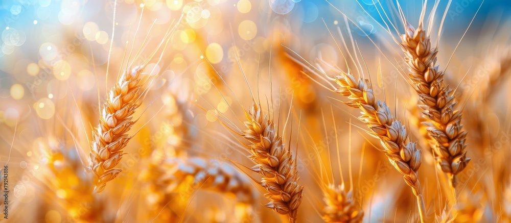 Naklejka premium Sunlit Wheat Field Close-Up