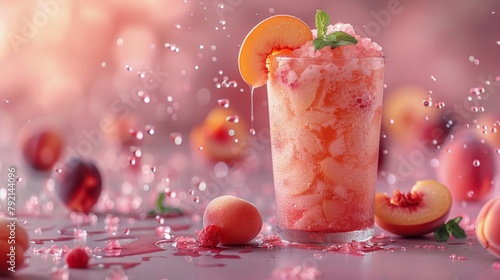 Pink Drink With Peach Slice