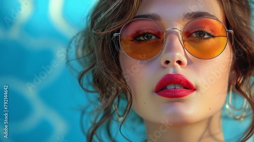 Woman With Red Lipstick and Yellow Glasses