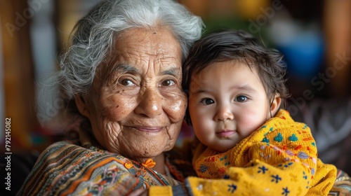 Older Woman and Young Girl Sitting on a Couch