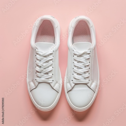 White Sneakers on Pink Background