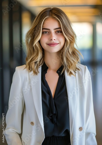 Woman With Blonde Hair and White Jacket