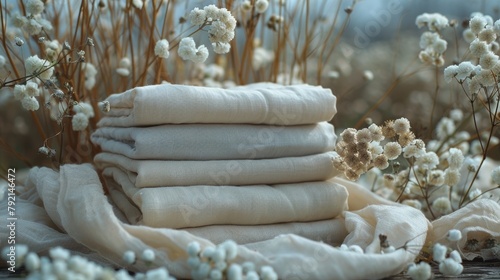 Stack of White Towels on Wooden Table