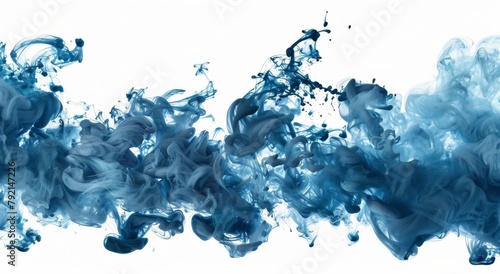 Blue Substance Suspended in Air on White Background