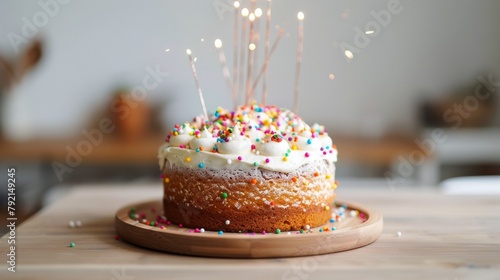 Cake With Sprinkles on a Plate on a Table