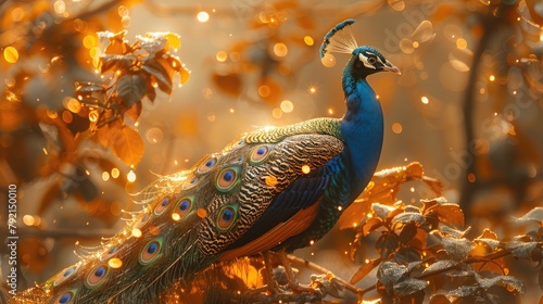 Vibrant peacock, a stunning display of nature's beauty, showcasing the colorful plumage and elegant presence of this majestic, a symbol of grace and elegance.