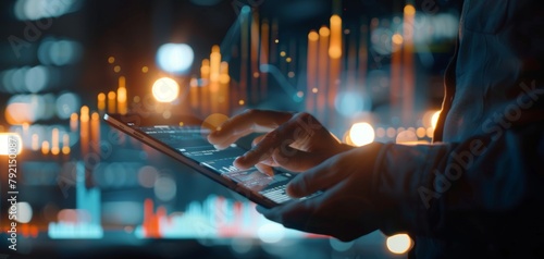 Person Using a Tablet in a Dark Room