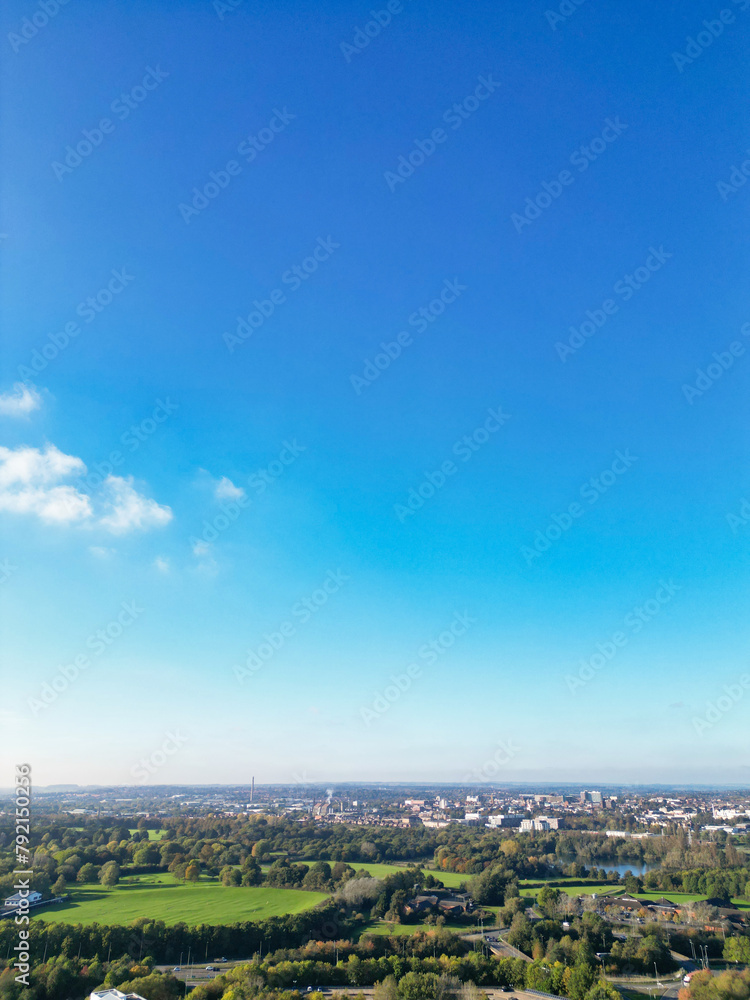 Fototapeta premium Aerial View of Central Northampton City of Northamptonshire, England United Kingdom.