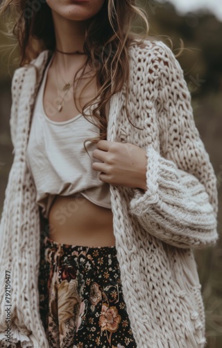 Woman Standing in Field of Flowers