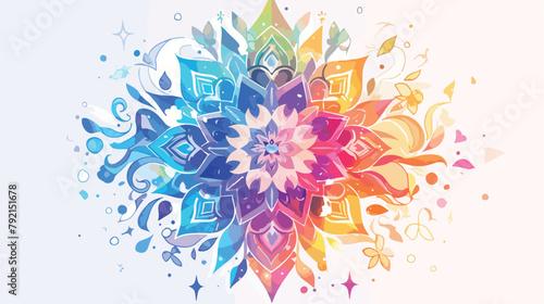 Rainbow mandala tattoo vector design ethnic decorat