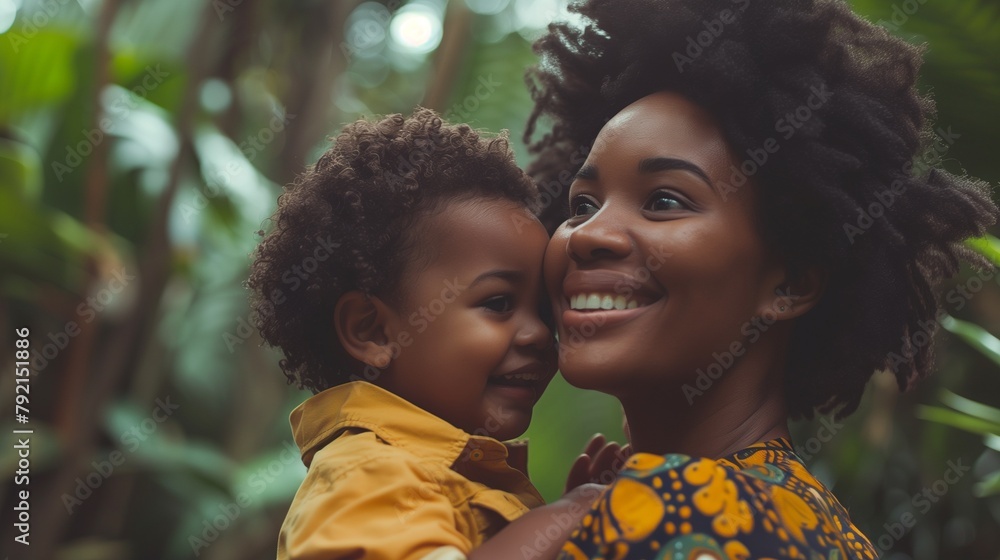 African American mother with child. happy family laughing African American mother with child. happy family laughing