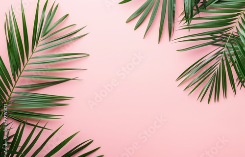 Palm Leaves on a Pink Background