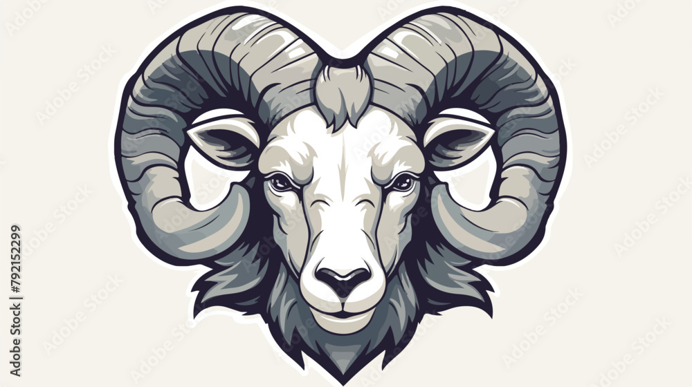 Ram Head Logo. Goat decorative Emblem. 2d flat cart