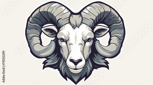 Ram Head Logo. Goat decorative Emblem. 2d flat cart