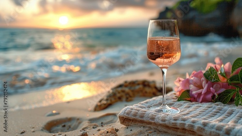 Glass of Wine on Beach