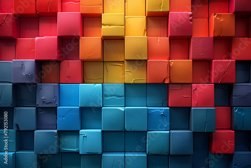 abstract colorful cubes background,
 World Autism Awareness Day card or banner autistic  photo