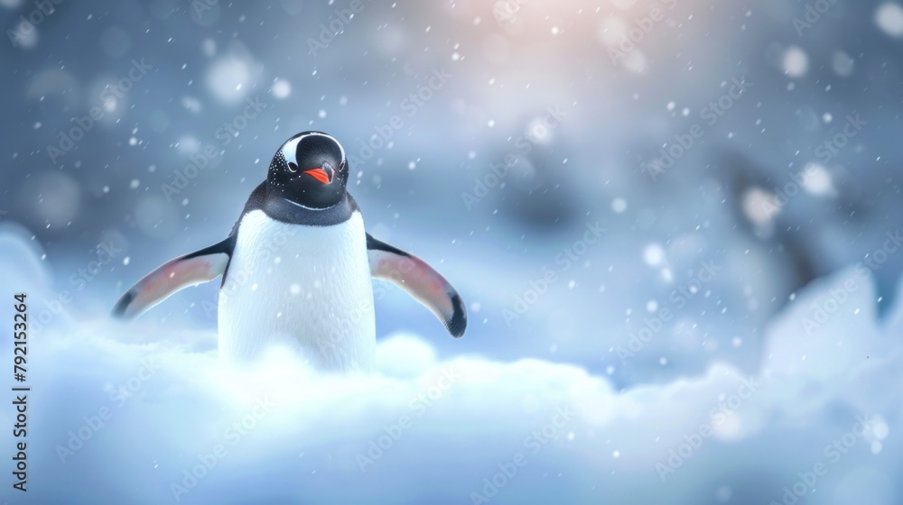 beautiful penguin in antarctica with blur background beautiful penguin in antarctica with blur background