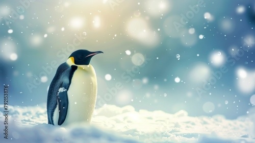 beautiful penguin in Antarctica with blurred background in high resolution and high quality