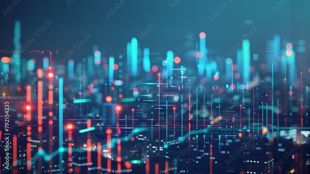 Fototapeta premium Financial Insights Above Urban Landscapes