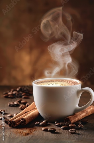 Steamy Cup of Hot Chocolate With Cinnamon Sticks