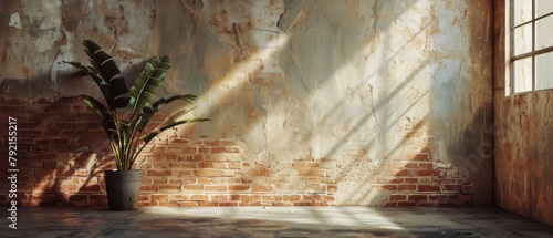 Brick Wall With Potted Plant