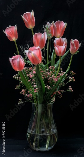 Pink Flowers in Vase on Table