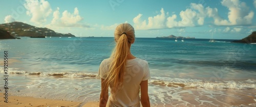 Woman Standing on Top of Sandy Beach