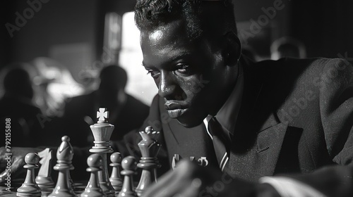 Man playing chess, chess background