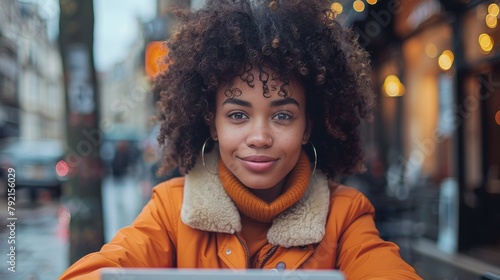 Woman Sitting at Table Using Laptop Computer
