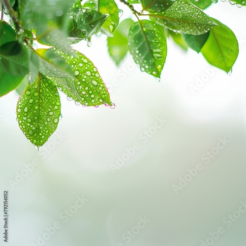 Green Leaves With Water Droplets
