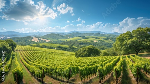 Dirt Road Cutting Through Lush Green Vineyard