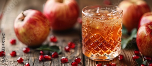 Glass of Apple Cider With Pomegranates