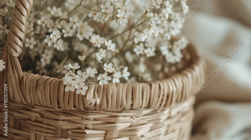 Basket Filled With White Flowers on Table