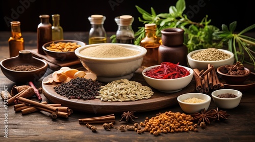 Ingredients traditional chinese herbs used in alternative herbal medicine.
