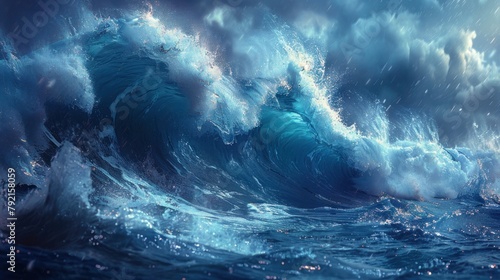 Mega wave on sea wallpaper © tydeline