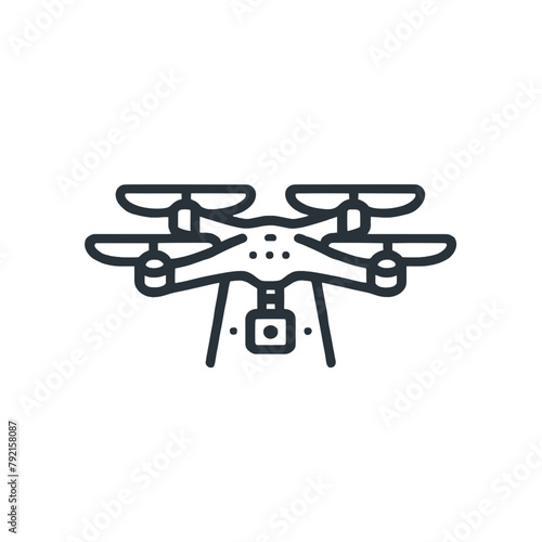 Modern Quadcopter Drone Icon with Camera for Aerial Photography