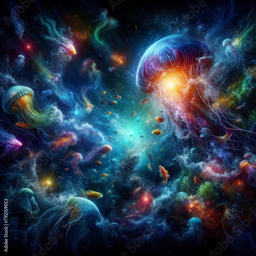 Cosmic Jellyfish Illuminating the Inky Void of Space © Mohammad
