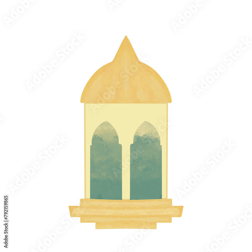 Lantern. Watercolor Ramadan clipart. photo