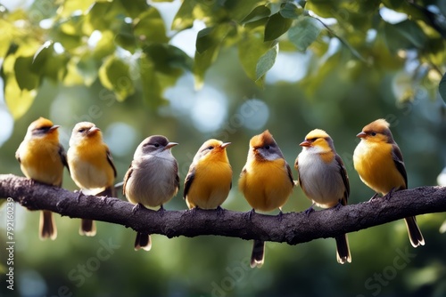 'little birds a funny sitting branch weather sunny lot bird sparrow tree brown white wildlife wild wing nature small animal spring beauty beautiful female yellow motion feather flying flight garden'