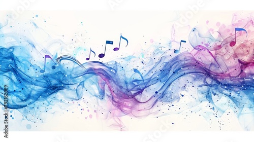 Abstract sound waves music staff transformed into dynamic symbols on white background