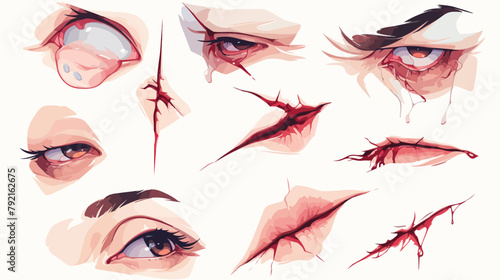 Realistic vector various bloody wounds surgical sti photo