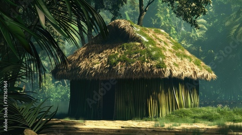 2d design featuring a straw hut photo